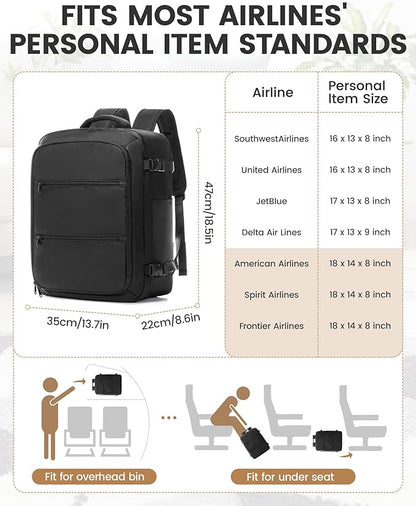 Travel Vacuum Backpack with Garment Bag, Large 18×14×8 Suit Carry on Bags Flight Approved, Personal Item Luggage with Vacuum System, Carry On Suit Luggage for Men Women, Black