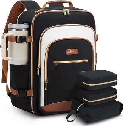 40L Travel Backpack for Women, Carry On Bag Flight Approved, Waterproof Backpacks with 3 Packing Cubes, Weekender Personal Item Backpack for Airplane Travel Essentials, TSA Approved