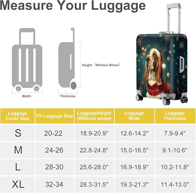 FOREVER QUEEN Christmas Cut Dog Luggage Cover Suitcase Protector Suitcase Cover Anti-Scratch,Stretchable Bag Cover Washable Durable Polyester