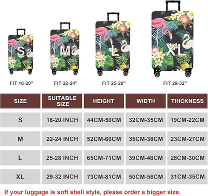 WUJIAONIAO Travel Luggage Cover Baggage Suitcase Cover Protector Skins 18-32 Inch (Flower flamingo, XL (for 29-32 inch luggage))
