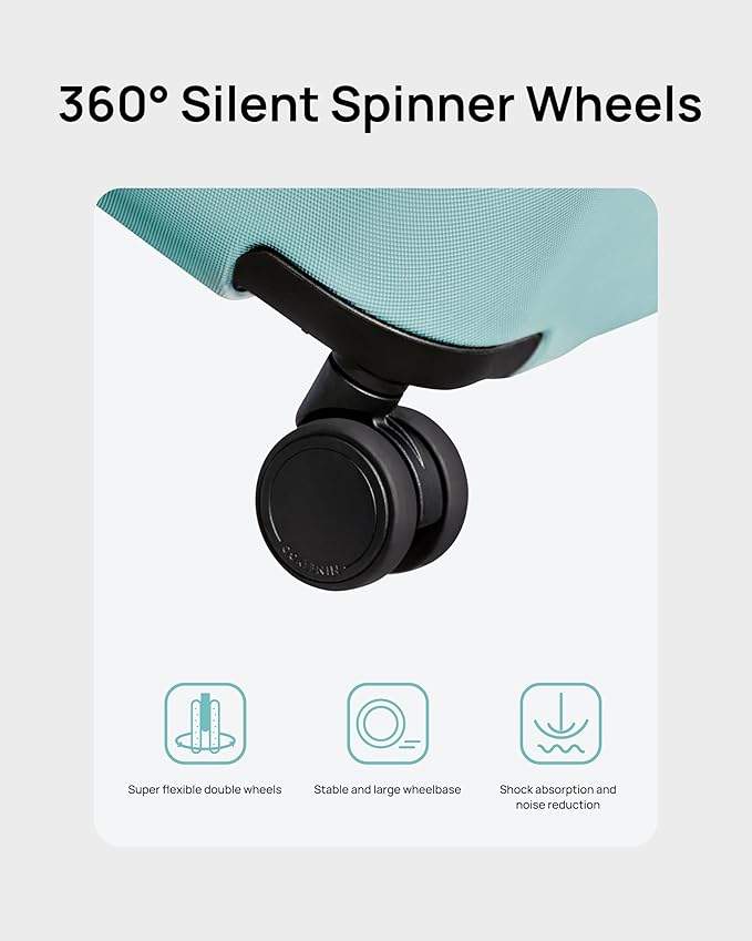 NINETYGO Trunk Luggage 22 Inch, Small Checked Luggage with Double Spinner Wheels, Anti-Burst Zipper, Hard Case PC Suitcase, Lightweight Travel Luggage, TSA Approved (Crystal Green, Hudson)