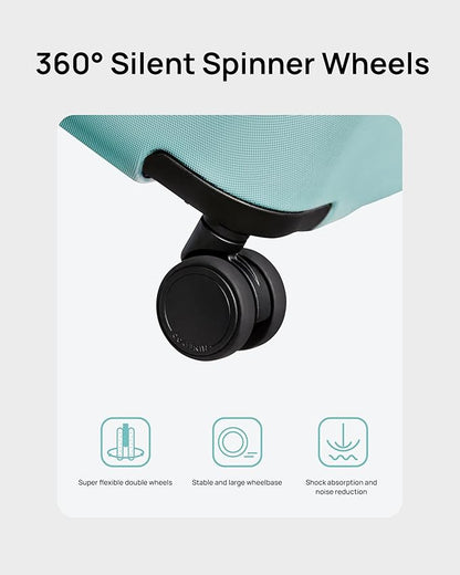 NINETYGO Trunk Luggage 22 Inch, Small Checked Luggage with Double Spinner Wheels, Anti-Burst Zipper, Hard Case PC Suitcase, Lightweight Travel Luggage, TSA Approved (Crystal Green, Hudson)