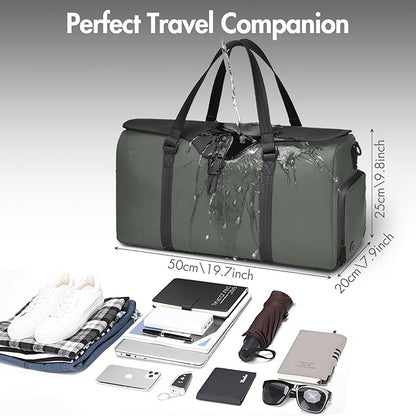 Travel Bag for Men Women, Duffle Bags for Travel with Shoe Compartment Weekender Overnight Carry On Bag with Dry Wet Separated Pocket Personal Item Bag for Gym Trip Workout