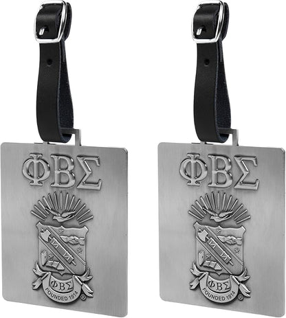 Phi Beta Sigma Official Vendor - Travel Luggage Tags - Set of 2 - Greek Letters and Shield - Fraternity Paraphernalia