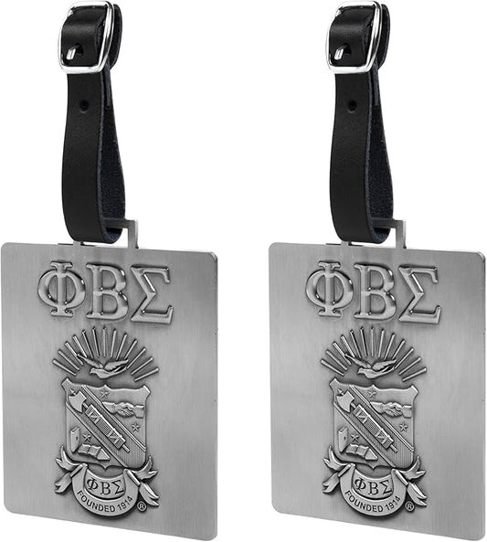 Phi Beta Sigma Official Vendor - Travel Luggage Tags - Set of 2 - Greek Letters and Shield - Fraternity Paraphernalia