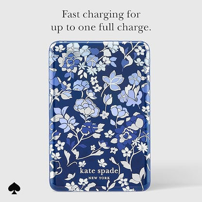 kate spade new york MagSafe Portable Charger Power Bank 5000mAh - iPhone Charger for Fast Charging - Magnetic Wireless Battery Pack with USB-C Port - Flowerbed Blue