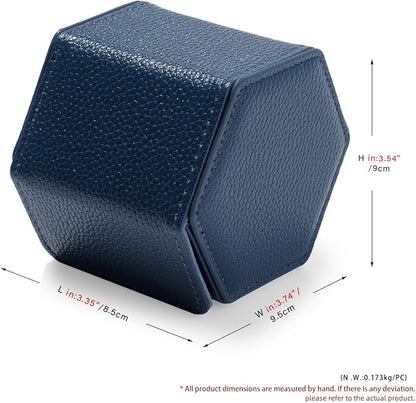 Oirlv Luxury Hexagonal Leather Watch Travel Case Single Watch Box for Men Portable Jewelry Storage Roll Organizer(1-Slot,Blue)