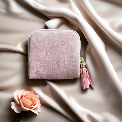 Small Travel Jewelry Case, Soft Velvet Organizer Pouch for Bangle, Bracelets, Large Earrings, Beaded necklace, Anti-Scratch & Portable Jewelry Bag Holder for Travel & Everyday Use (Rose Blush)