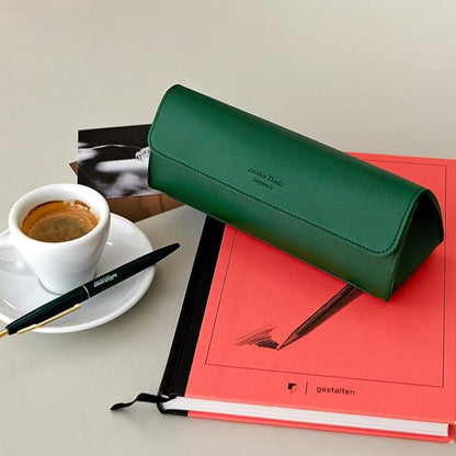 carrotez Stylish PU Leather Makeup Bag: Versatile Travel Toiletry Bag & Cosmetic Pouch, Small Makeup Organizer for Purse Essentials - Ideal Makeup Brush Holder & Sunglasses Case for Women - Green