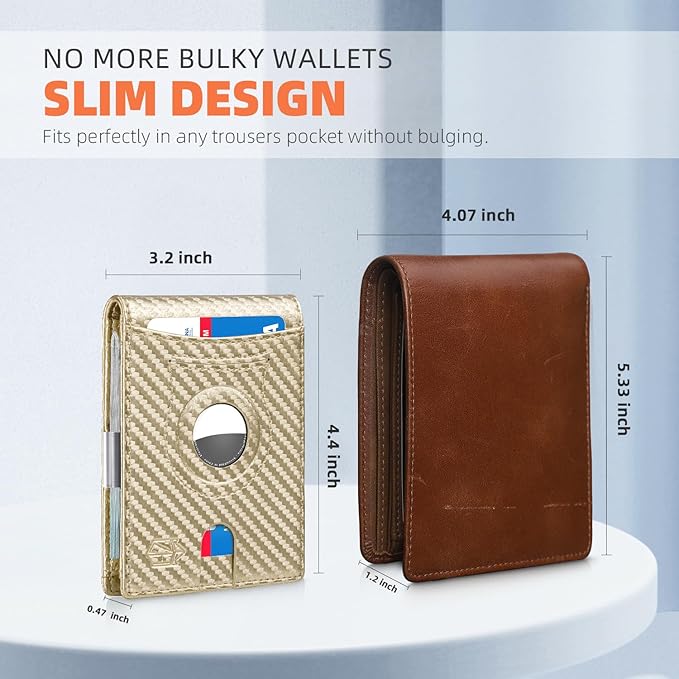 Zitahli Men's Wallets Airtag Holder Slim Rfid Leather with Gift Box
