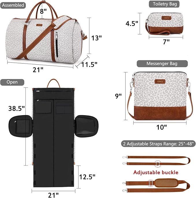 Convertible 2-in-1 Garment Bags for Travel, Carry On Garment Duffle Bag With Shoe Compartment Large Weekender Bag for Women Men Hanging Suitcase Suit Travel Duffel Overnight Bags 4pcs Set