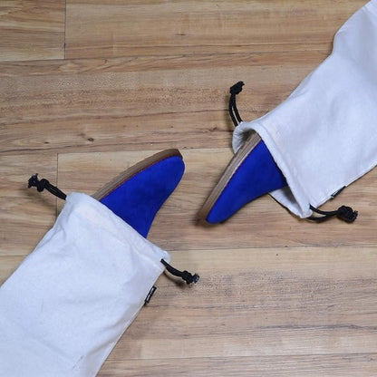 ZENPAC Cloth Shoe Bags for Travel, Beige Duster Flannel Pouch with Drawstring Closure, Washable Breathable Cotton Fabric for Luggage, 8x17, 4 Pack