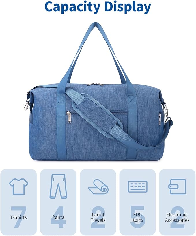 Narwey For Spirit Airlines Personal Item Bag 18x14x8 Travel Duffel Bag Carry on Bag Underseat for Airplane with Wet Pocket Small Gym Bag Weekender Overnight for Women and Men (Navy Blue)