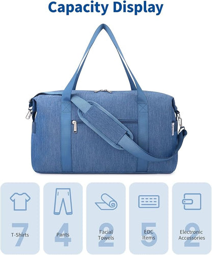 Narwey For Spirit Airlines Personal Item Bag 18x14x8 Travel Duffel Bag Carry on Bag Underseat for Airplane with Wet Pocket Small Gym Bag Weekender Overnight for Women and Men (Navy Blue)