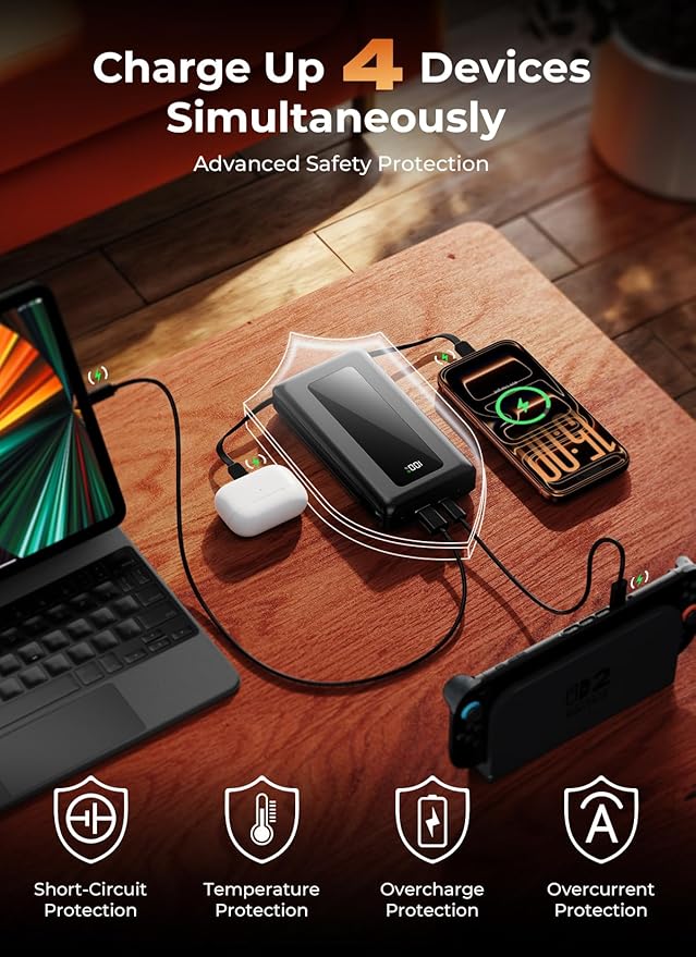 Portable Charger Power Bank, 50000mAh Battery Pack with Built-in Cables, PD 22.5W Fast Charging & Flashlight, Travel Camping Essential, Large Capacity Portable Phone Charger for iPhone, Samsung, iPad