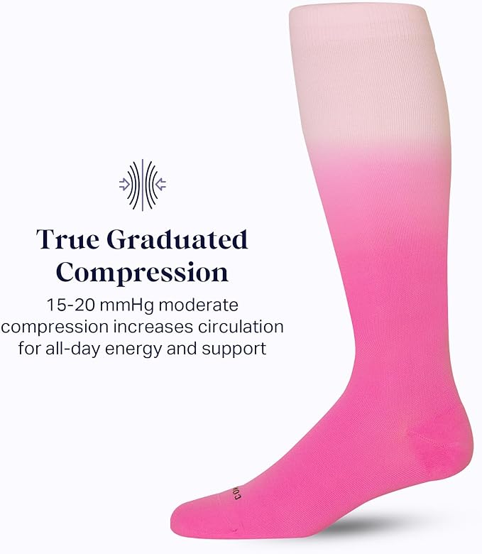 Comrad Nylon Knee High Socks - 15-20mmHg Graduated Compression Socks - Soft & Breathable Support Unisex Socks