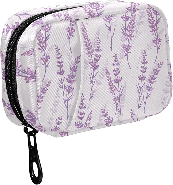 Fustylead Travel Pill Organizer Case Zipper for Purse with Removable Weekly Pill Box for Medicine, Vitamin, Supplement Medicine Organizer (Lavender)