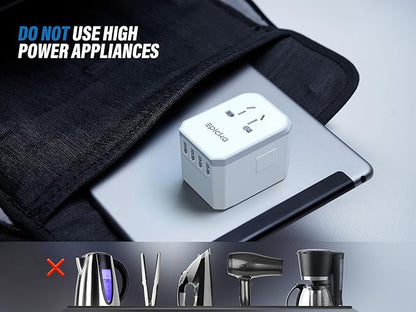 EPICKA Universal Travel Adapter, European Travel Plug Adapter - International Power Adapter Worldwide Charger with USB-C & 4 USB-A Ports, Travel Essentials for Italy, Japan, Europe, UK (TA-105, White)