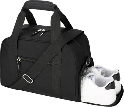 SeaRock 14 inch Small Gym Bag for Women & Men - Mini Duffle Bag Weekender & Overnight with Shoe Compartment Travel, Sports, Workout, Black