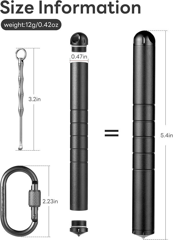 Large Weekly Pill Organizer,TISUR Titanium Keychain Pill Holder Travel Box Case Multitool EDC Every Day Carry for Men (Black Aluminium Keychain Holder)