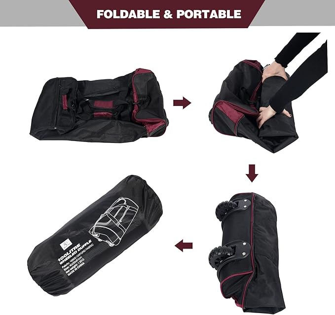 REDCAMP 85L/120L/140L Foldable Duffle Bag with Wheels, Large Travel Duffel Bag