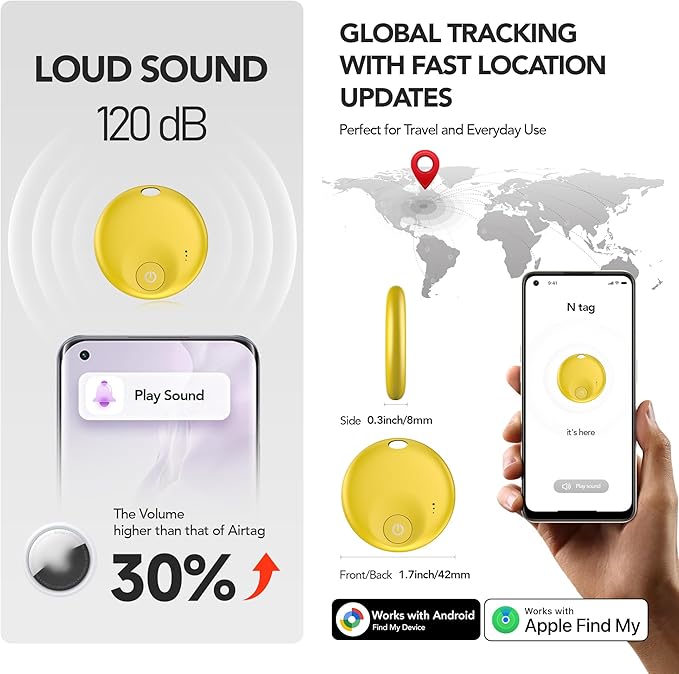 Air Tracker Tags-4 Pack: Bluetooth Tracker Tag, Item Finder Works with Apple Find My App, Trakcer Tag Locator for Your Keys, Wallet, Luggage, Backpack, and More. (Black-4-Dual, 4)