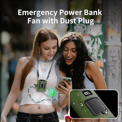Socool Portable Waist Fan 5000mAh Rechargeable Mini Clip On Personal Fans with 13000RPM & 4 Adjustable Speeds, 25H Cooling Wearable Shirt Belt Hanging Neck Fan for Outdoor Working Jobsite (Green)