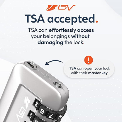TSA Accepted Luggage Travel Lock, Set-Your-Own Combination Lock for School Gym Locker, Luggage Suitcase Baggage Locks, Filing Cabinets, Toolbox, Case (Silver, 6 Pack)