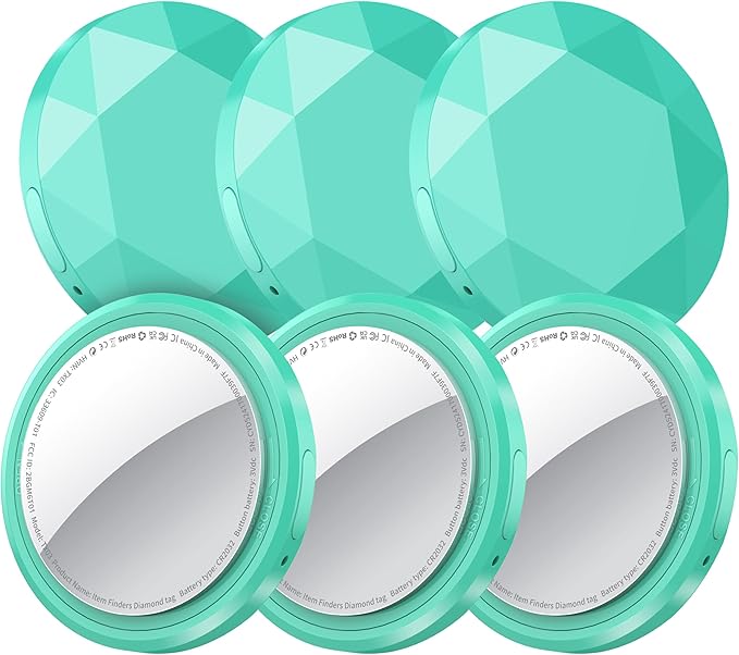 Air Tracker Tags 6 Pack, Bluetooth Trackers Work with Apple Find My (iOS Only), Smart Tag with Protective Case/Keychain, Item Finders for Luggage/Key/Suitcases, Replaceable Battery, Mint Cyan