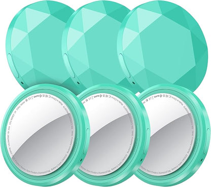 Air Tracker Tags 6 Pack, Bluetooth Trackers Work with Apple Find My (iOS Only), Smart Tag with Protective Case/Keychain, Item Finders for Luggage/Key/Suitcases, Replaceable Battery, Mint Cyan