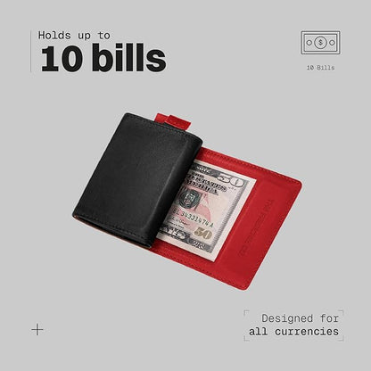 The Frenchie Co. - AirTag Speed Wallet Mini - Ultra-slim RFID blocking card holder with AirTag pocket - Minimalist front pocket wallet - Full-grain Italian leather