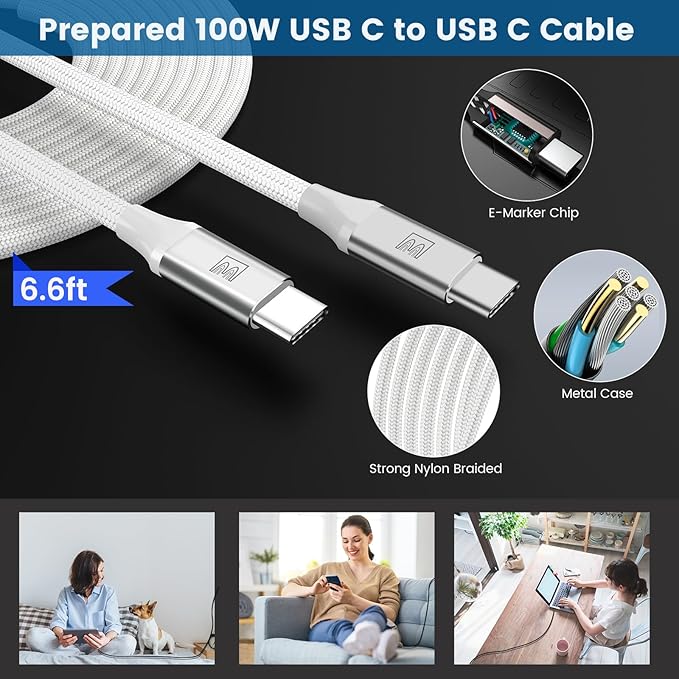 45W Super Fast Charger Type C, [2 Pack] 45 Watt USB-C Charger PD/PPS Wall Charging Block for Samsung Galaxy S25 Ultra/S24/S23 Ultra/S23+/S22 Ultra/S22+/S20 Ultra, Tab S8(White, with 2X 6.6ft Cable)