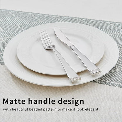 KINGSTONE Silverware Set, 40-Piece Flatware Set for 8, 18/10 Stainless Steel Cutlery Set with Bead Edge, Utensil for Kitchen, Home, Party, Wedding, Mirror Polished, Dishwasher Safe, Featured Gifts