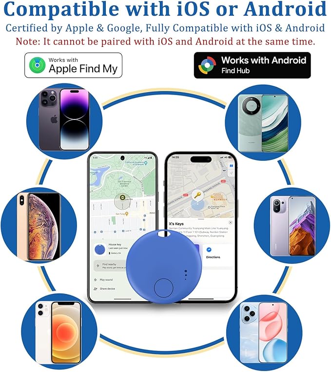 Air Tracker Tag for Android or iOS,Android Tracker Tag-4Pack,Dual System Tracker Tags,Compatible with Google's Find Hub and Apple Find My,Replaceable Battery,Item Finder for Keys,Wallet,Luggage,Bags
