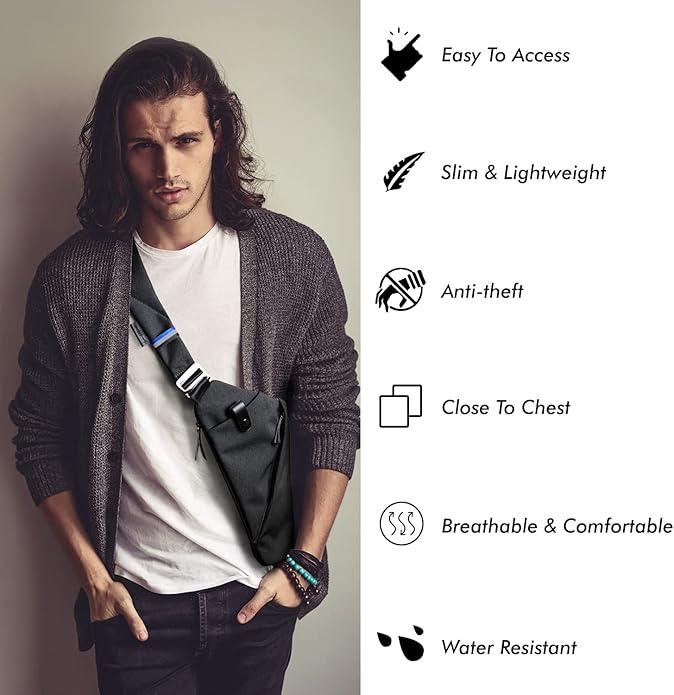 NIID Sling Bags Mens Lightweight Crossbody Chest Casual Daypack Anti-theft Water Resistant Shoulder Backpack