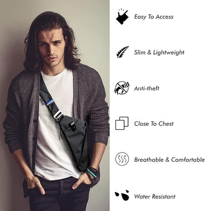 NIID Sling Bags Mens Lightweight Crossbody Chest Casual Daypack Anti-theft Water Resistant Shoulder Backpack
