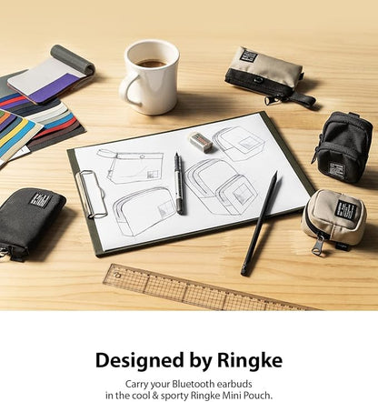 Ringke Mini Pouch Block, Small Bag for Universal Wireless Ear Buds, Durable Waterproof Keychain Backpack Accessories for AirPods Pro 3 & 2 & 1, AirPods 4 & 3 & 2 & 1 Case