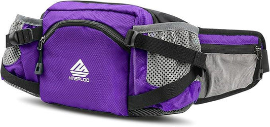 Fanny Pack Waist Bag with Water Bottle Holder for Men Women Running Hiking Travel Dog Walking Workout Cycling Outdoor (Purple)