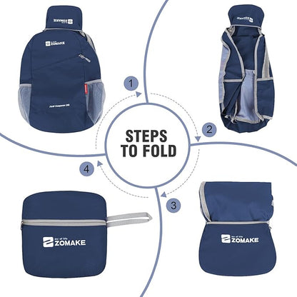 ZOMAKE Lightweight Packable Backpack 20L, Foldable Backpacks Small Daypack for Hiking Water Resistant Day Bag for Travel(Navy blue)