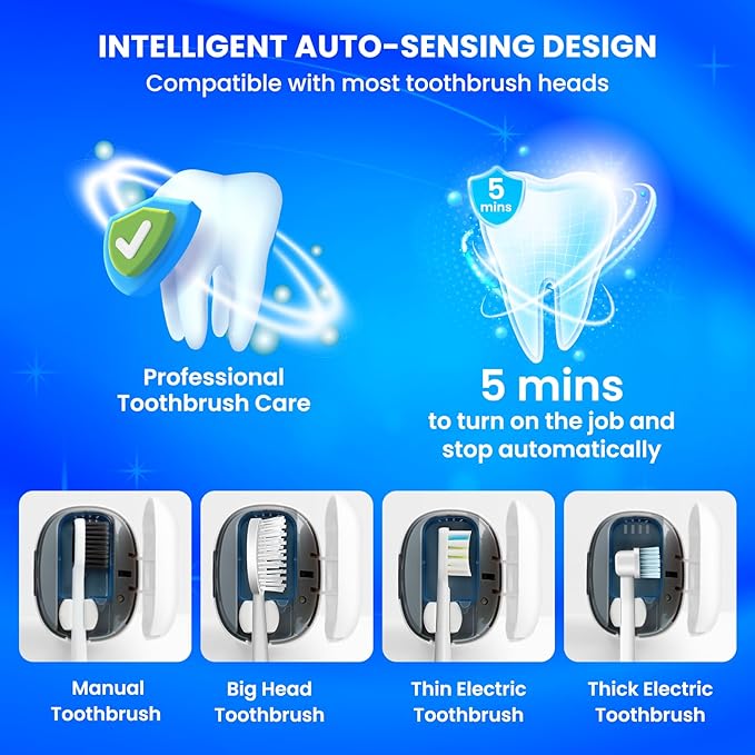 Toothbrush Cleaner Case - Toothbrush Covers with Holder - Rechargeable & Portable Travel Home Toothbrushes Cleaner Case - Fits All Manual or Electric ToothBrushes(White)