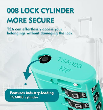 ANVIL TSA Approved Luggage Locks – High Security TSA008 Combination Travel Locks with Inspection Indicator for Suitcases and Backpacks. (4, Cyan)