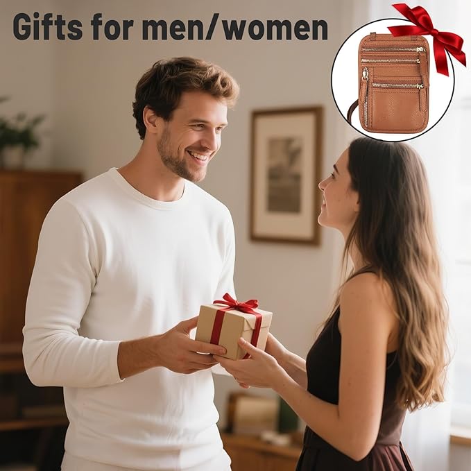 Sizobi Neck Wallet for Traveling Women Men, RFID Blocking Leather Passport Holder Travel Pouch, Family Travel Document Organizer Passport Wallets,International Travel Must Haves Travel Accessories