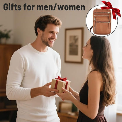 Sizobi Neck Wallet for Traveling Women Men, RFID Blocking Leather Passport Holder Travel Pouch, Family Travel Document Organizer Passport Wallets,International Travel Must Haves Travel Accessories