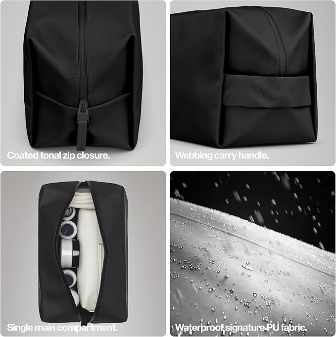 RAINS Wash bag large - Large Toiletry Bag for Men and Women - Wash bag for Travel (Black)