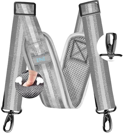 ZINZ 77 Inch Shoulder Strap Univesal Bag Strap with Fixed Pad Ultra Thick Plus Long & Breathable Cushion, Replacement Strap for Bags,Gray Silver