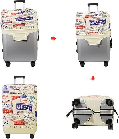WUJIAONIAO Travel Luggage Cover Baggage Suitcase Cover Protector Skins 18-32 Inch (Stamp pattern A13, XL (for 29-32 inch luggage))