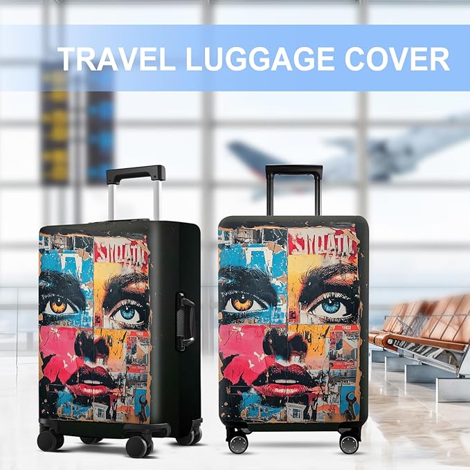 Luggage Cover Washable Suitcase Protector Anti-scratch Suitcase cover Fits 20-34 Inch Luggage (Girl-4, XL(32-34inch suitcase))