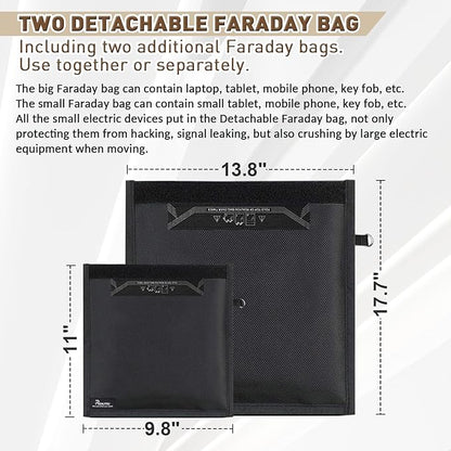 Faraday Duffel Bag - Large EMF Bag EMP Protection, RF Shielding & Signal Blocking for Data Privacy, Anti-Tracking Executive Security Faraday Duffle Bag for Electronics with 2 Detachable Faraday bags