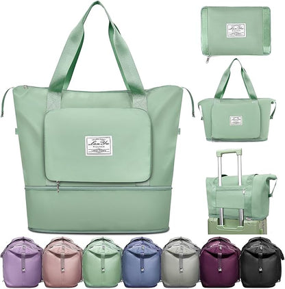 Ranslen Large Capacity Folding Travel Bag,Expansion Travel Duffel Bag with Dry and Wet Separation Portable Travel Duffel Bag