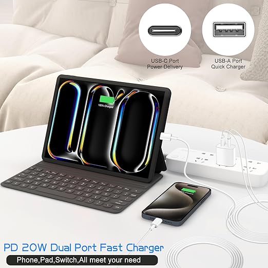 Dual Port A/C Charger for iPhone 17 16 15,Type C Charger Fast Charging Block,2Pack Quick USB C Wall Chargers Adapter,10FT USB C Charging Cable for iPhone 17/17 Pro Max/17 Air/16 Pro/16e/15 Plus/15 Pro